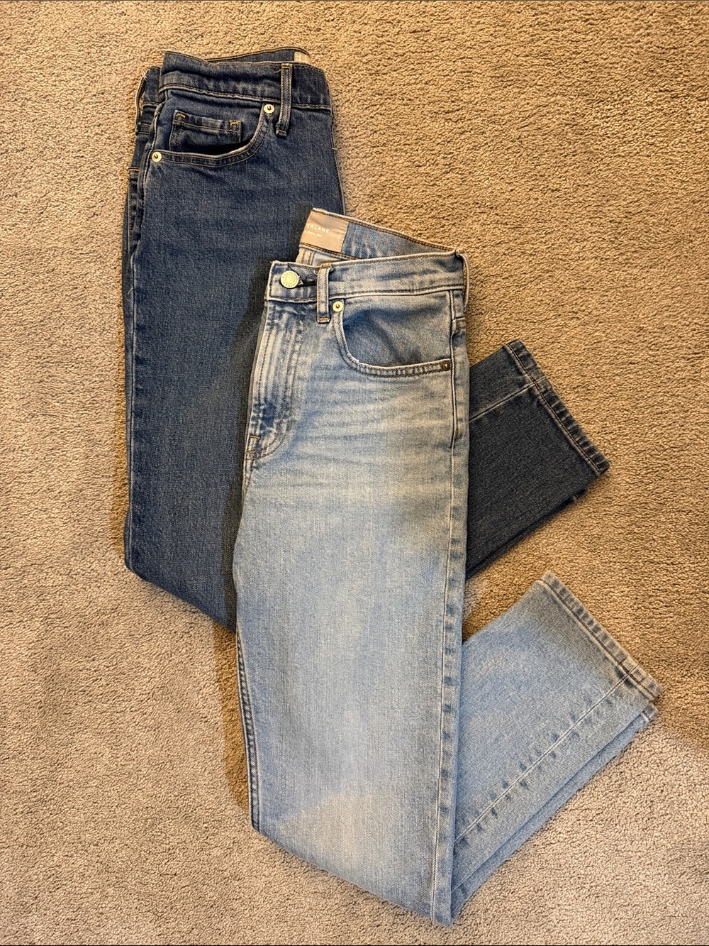 Everlane Women’s Slim Straight Jeans - Light Blue & Dark Blue Denim
